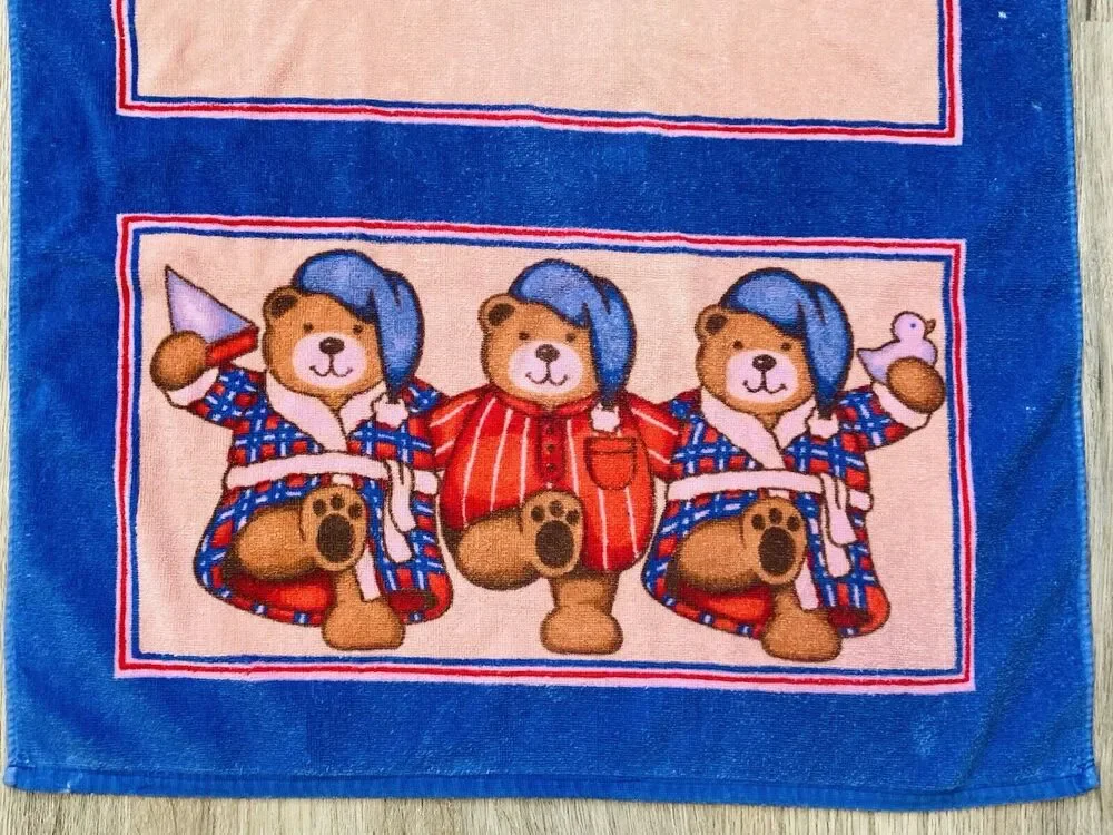 Vintage BARTH & DREYFUSS The Bathworks Kids Bear Sleepy Bath Towel Bedtime Child